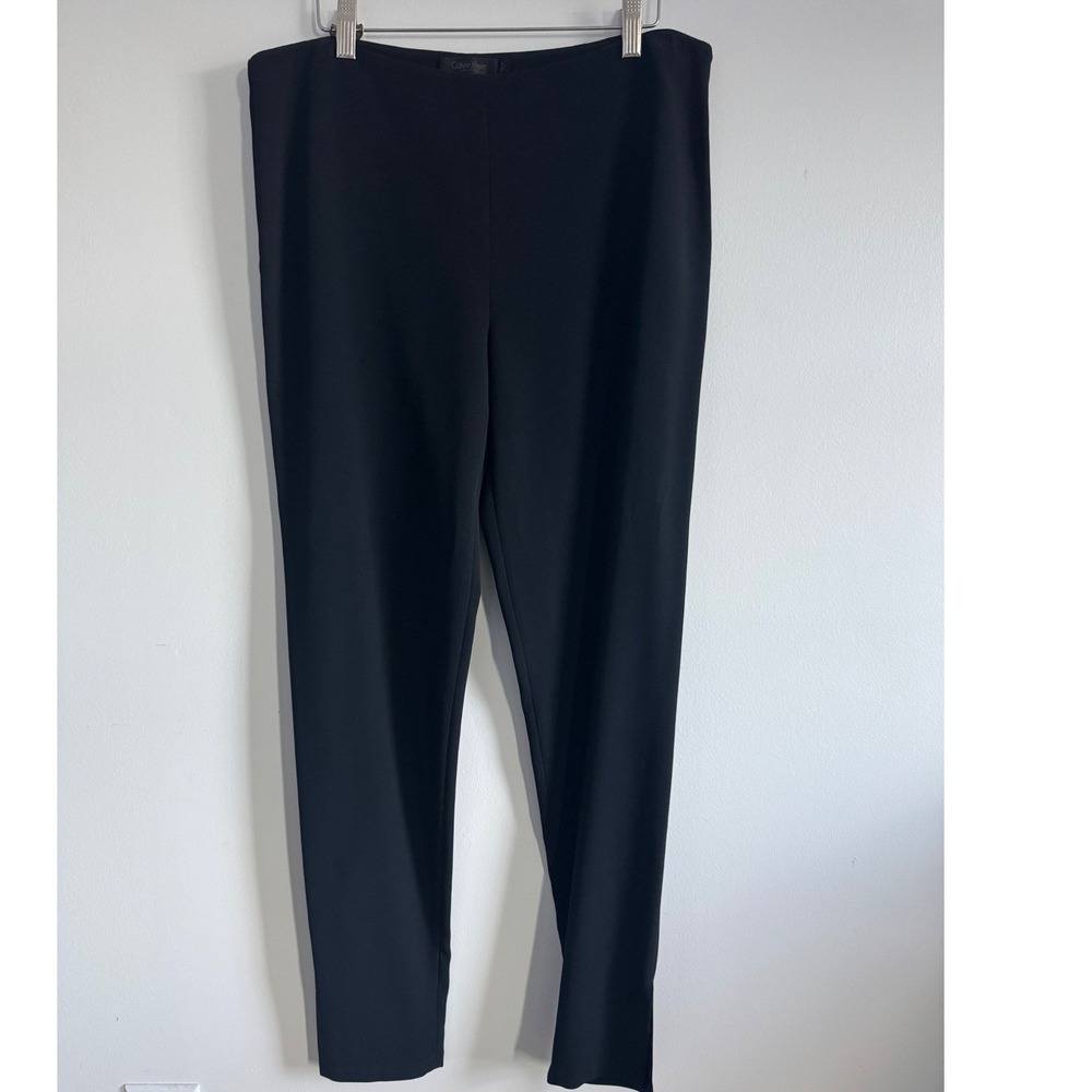Calvin Klein Collection Black Straight Leg Pants Women Size 48R Italy Luxury